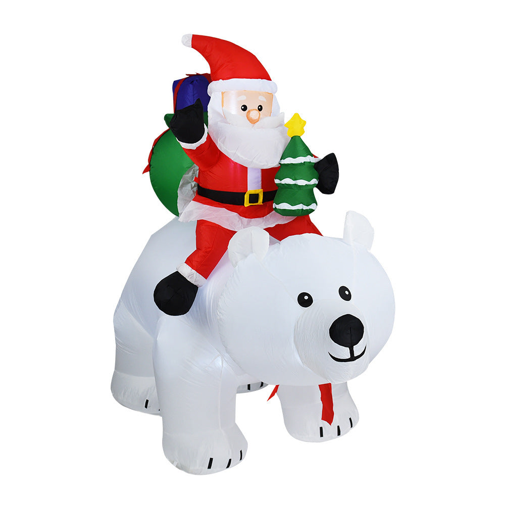 Inflatable Santa Claus Riding Polar Bear 2M Christmas Inflatable Toy Doll Indoor Outdoor Garden Xmas Decoration