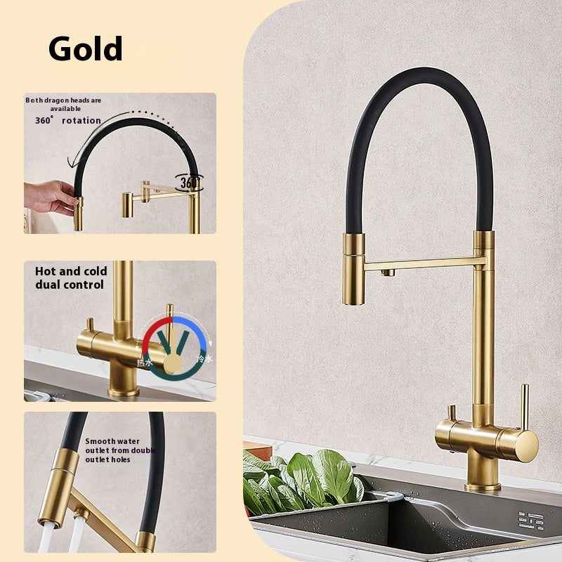 Kitchen Copper Pure Water Three-in-one Faucet