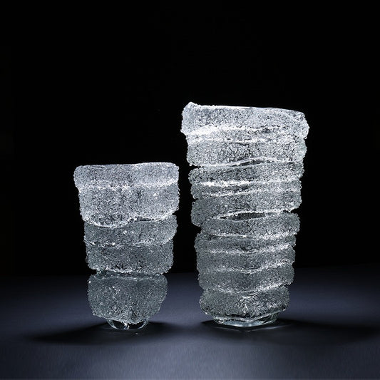 Vase en verre de glacier transparent de luxe léger fait à la main