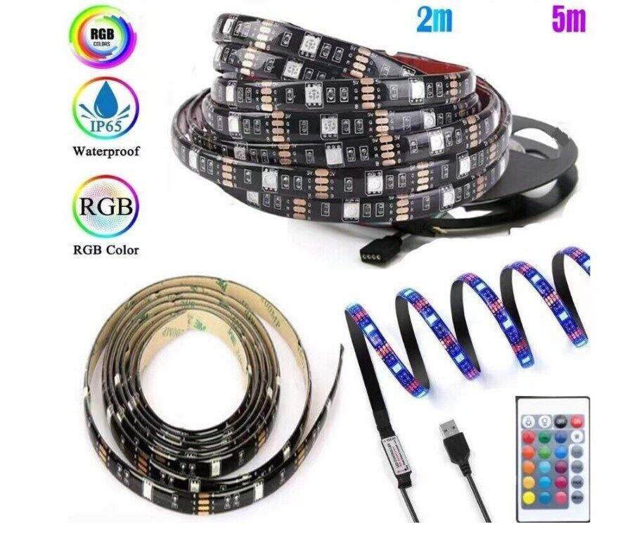 USB LED Light Strip 2-5M RGB Color 5050 Color Changing With TV Kitchen Lighting