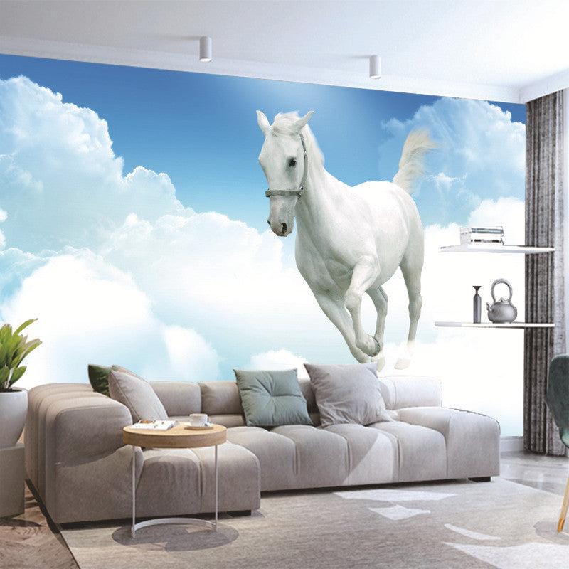 Mural de pared de fondo de TV para sala de estar, papel tapiz de animales personalizado en 3D