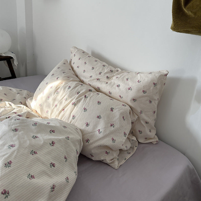 Lit en coton, ensemble de quatre pièces, housses de couette, draps