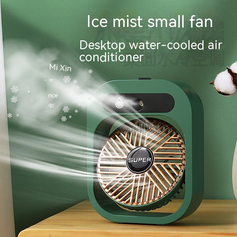 Ice Mist Little Desktop Blowing Refrigeration Humidification Three-in-one Electric Fan USB Charging Air Conditioner Fan