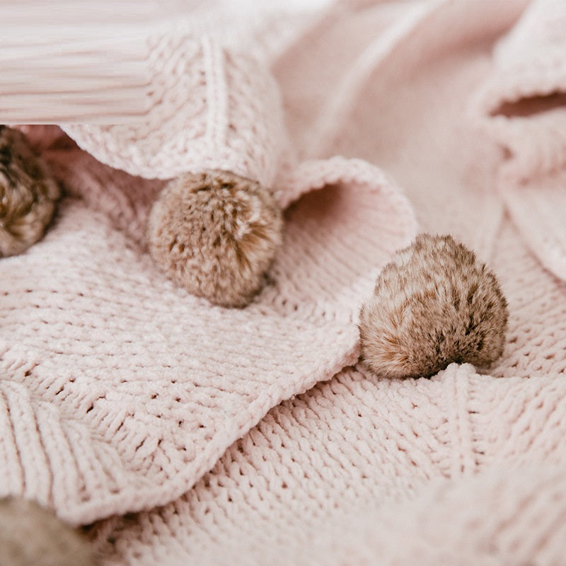 New Simple Chenille Ball Knitted Wool Blanket