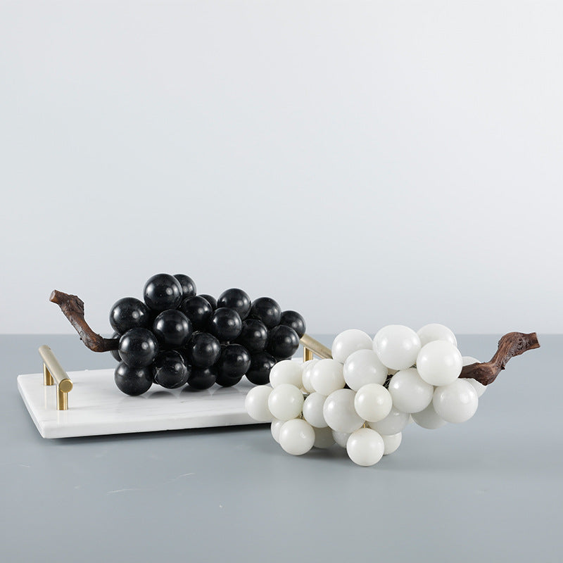 Décoration d'ornement de raisin en marbre noir et blanc