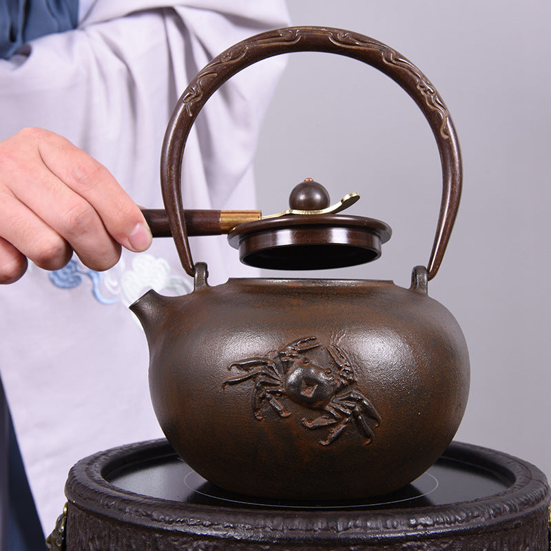 Cast Iron Embroidered Teapot Boiling Water