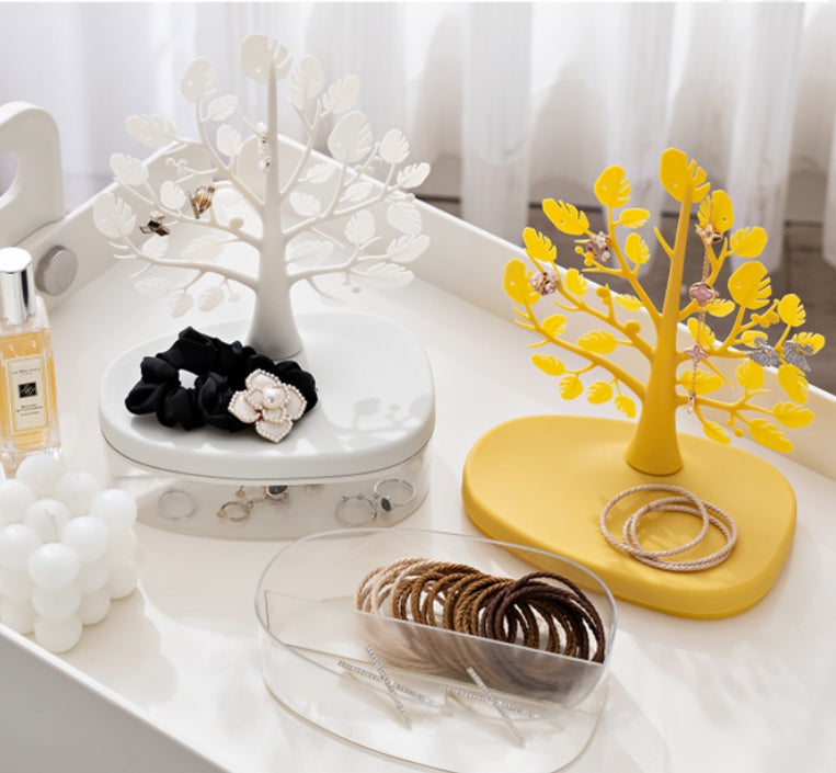 1pc Creative Tree Jewelry Storage Box - Desktop Cosmetics Display Box, Dustproof Plastic Storage Container For Jewelry, Small Items And Cosmetics, Multi-functional Storage Organizer, Desktop Decor