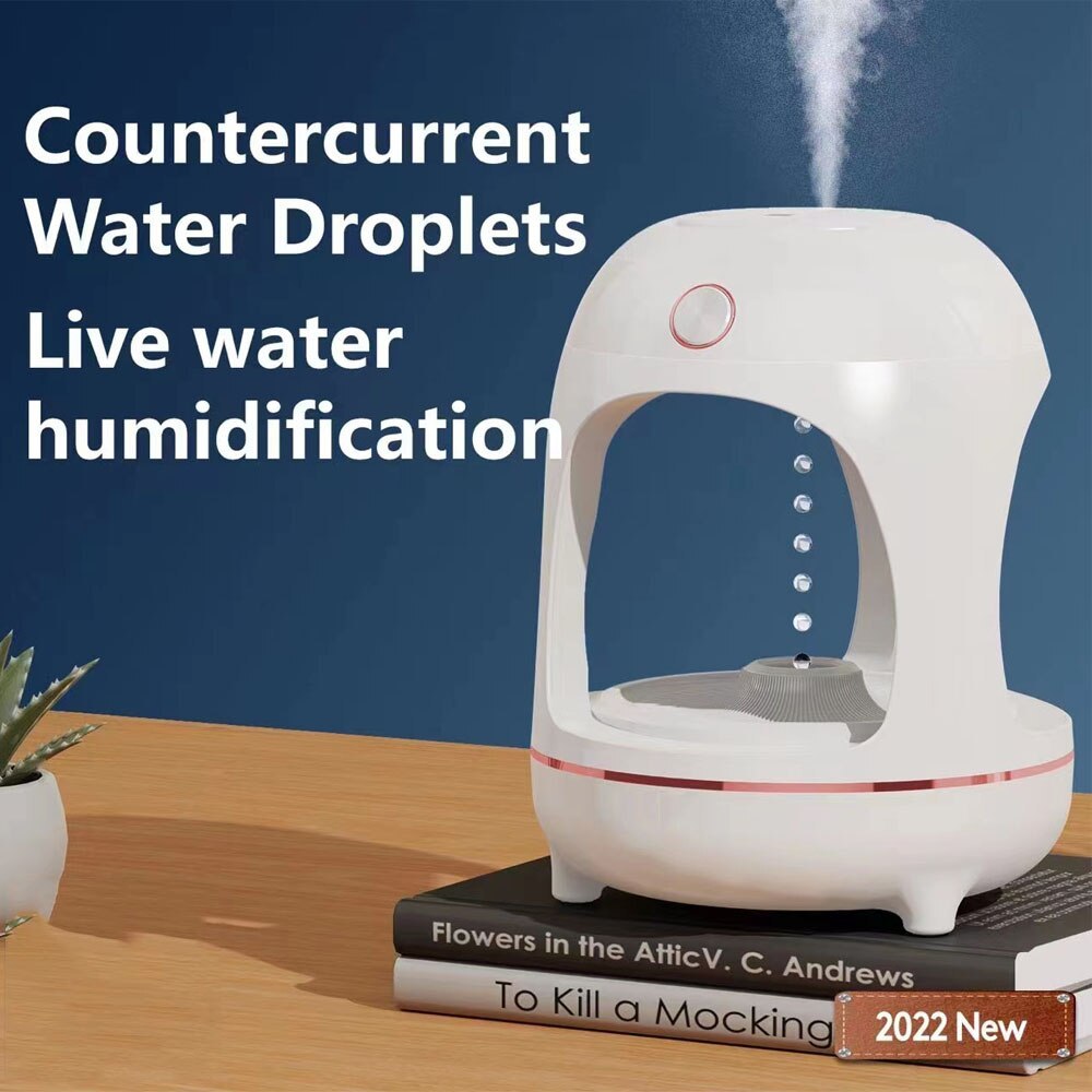 Humidificador de gotas de agua levitantes antigravedad, fuente de agua, luz LED nocturna, purificación de aire, atomización, lámpara decorativa para escritorio