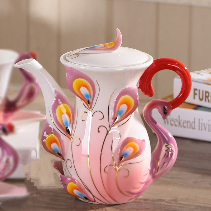 Cafetera de cerámica hecha a mano, tetera doméstica de porcelana de hueso