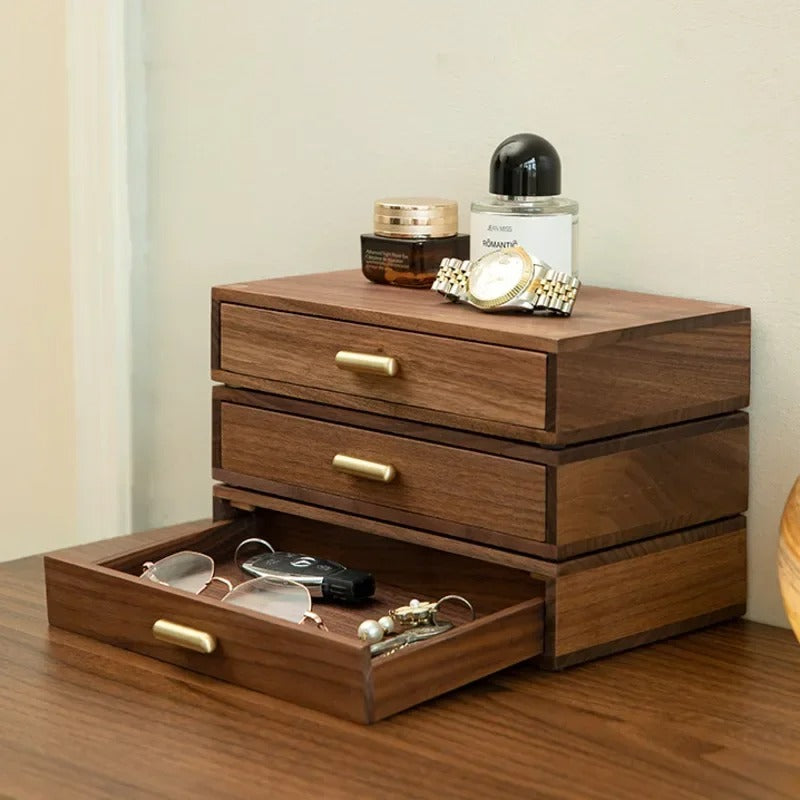 Solid Wood Drawer Cosmetics Storage Box