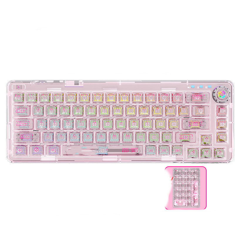 Bluetooth Mechanical Keyboard Transparent Case Hot-swappable Gasket Structure