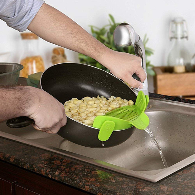 Passoire universelle à clipser en Silicone, Anti-déversement, pour Pot à pâtes, de qualité alimentaire, pour le riz et les fruits