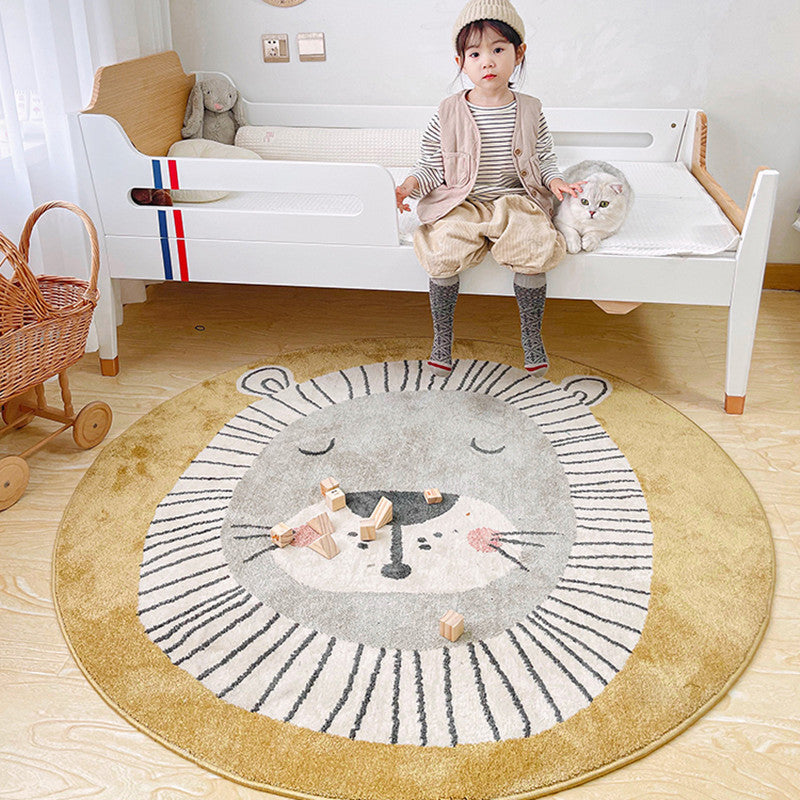 Tapis rond pour chambre d'enfant, animaux de dessin animé