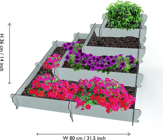 Plantas elevadas al aire libre, verduras, flores, macetero, cama de jardín