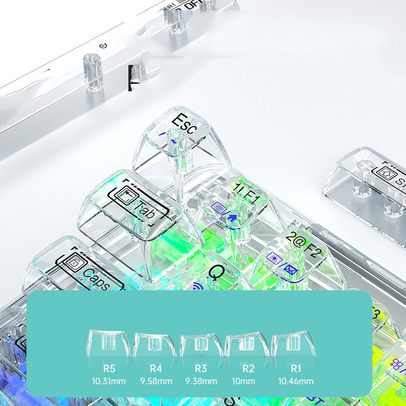 Teclado mecánico Bluetooth, carcasa transparente, estructura de junta intercambiable en caliente