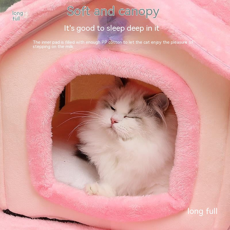 Cute Princess Cat Nest Thickened Puppet Winter Cat Pet Princess Bed