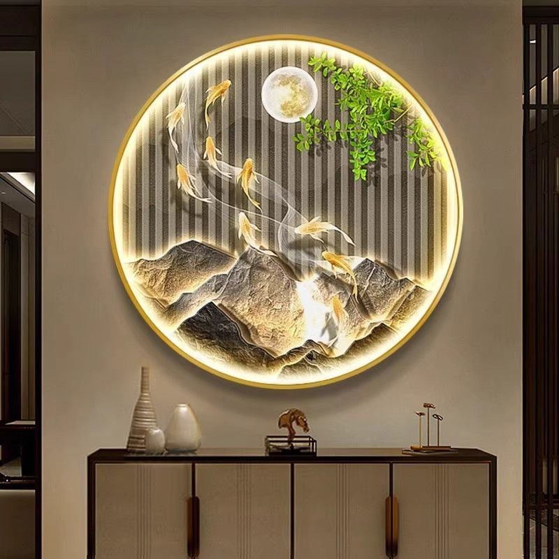 Nine Fish Pattern Entrance Decoration Aisle Wall Hanging Painting