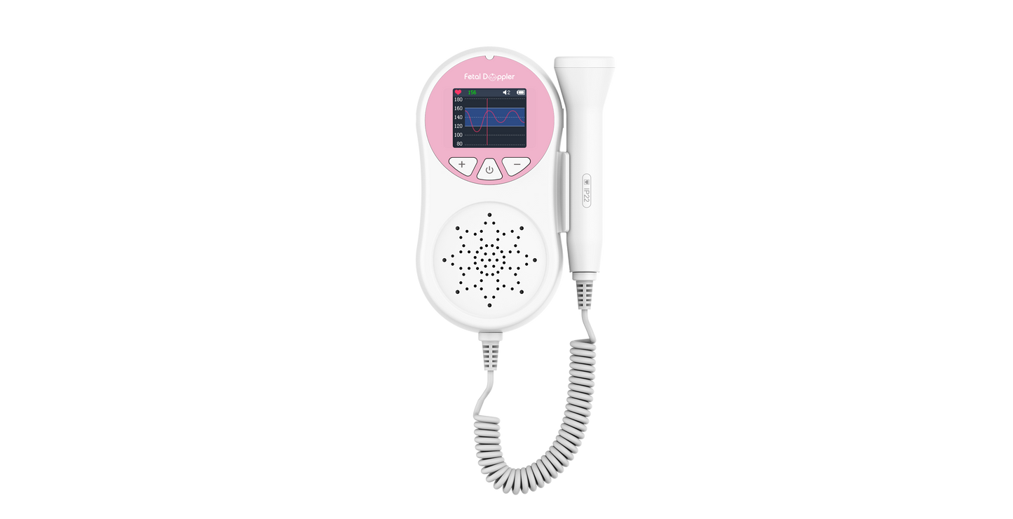 Pocket Fetal Doppler Digits Curve Display Pregnancy Baby Heart Rate Monitor,3Mhz Pink