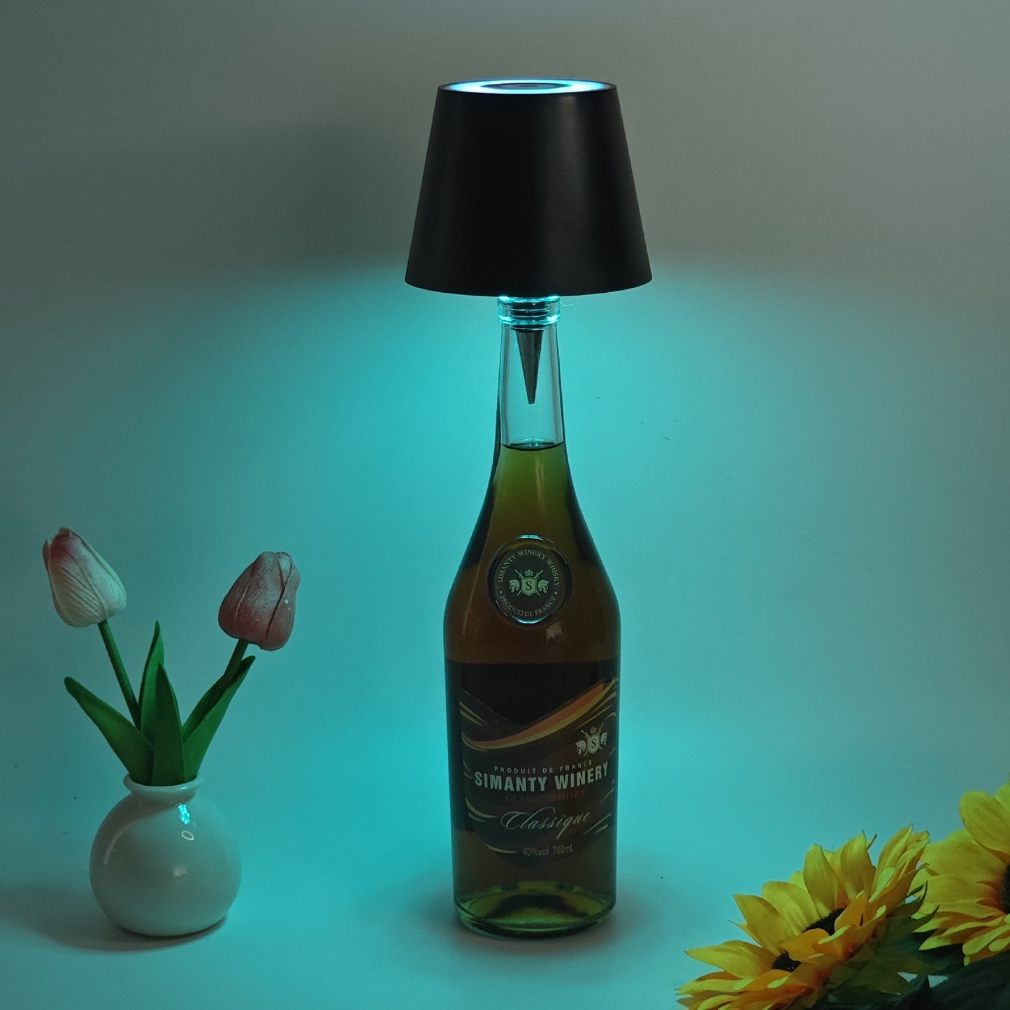 Lampe de bureau sans fil LED créative pour bouteille de vin, lampe décorative d'ambiance amovible et portable