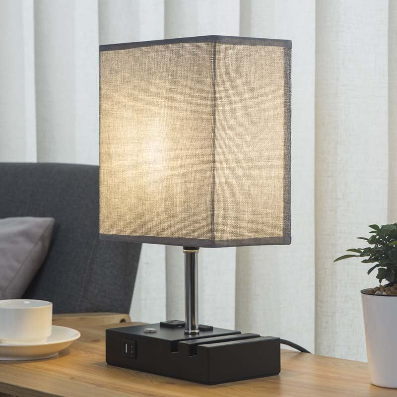 Lampe de table rectangulaire tactile USB en tissu