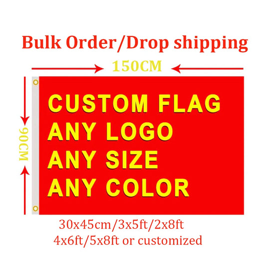 Custom Flag 3x5/2X8/4X6/5X8FT Any Size Banner Flying Free Design Polyester Sport Car Decor Home Gift Party Dorm Indoor Outdoor