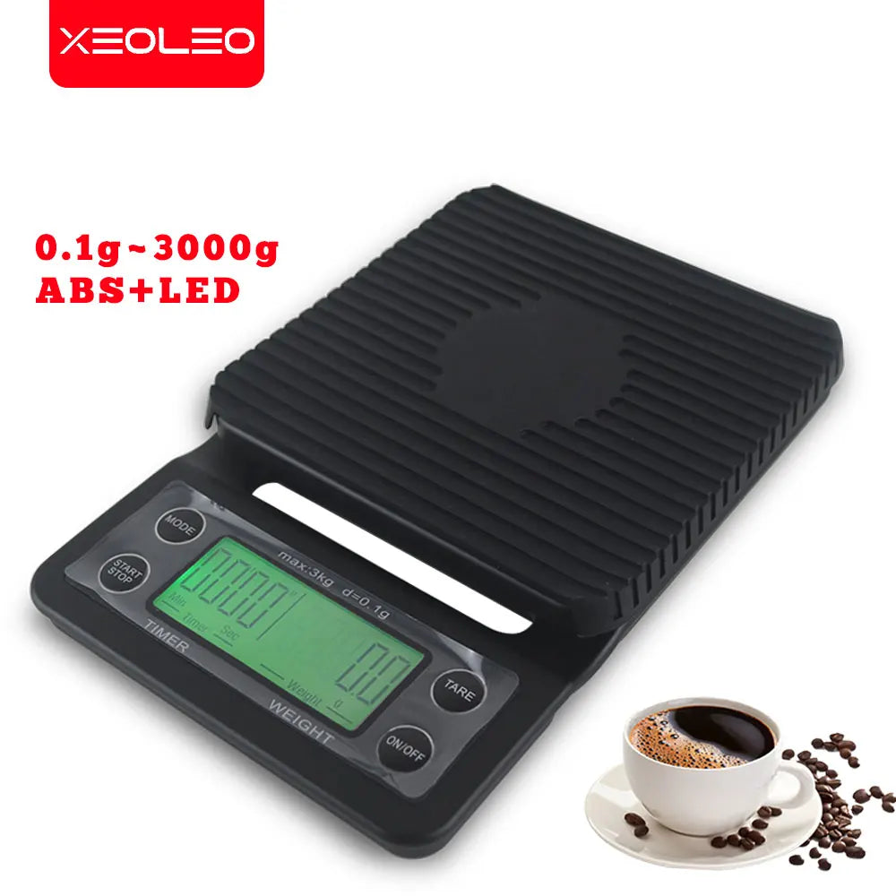 Báscula de café con temporizador XEOLEO, báscula de cocina Digital electrónica multifunción para el hogar de 3kg/0,1g para cafetería/tienda de té de burbujas/panadería