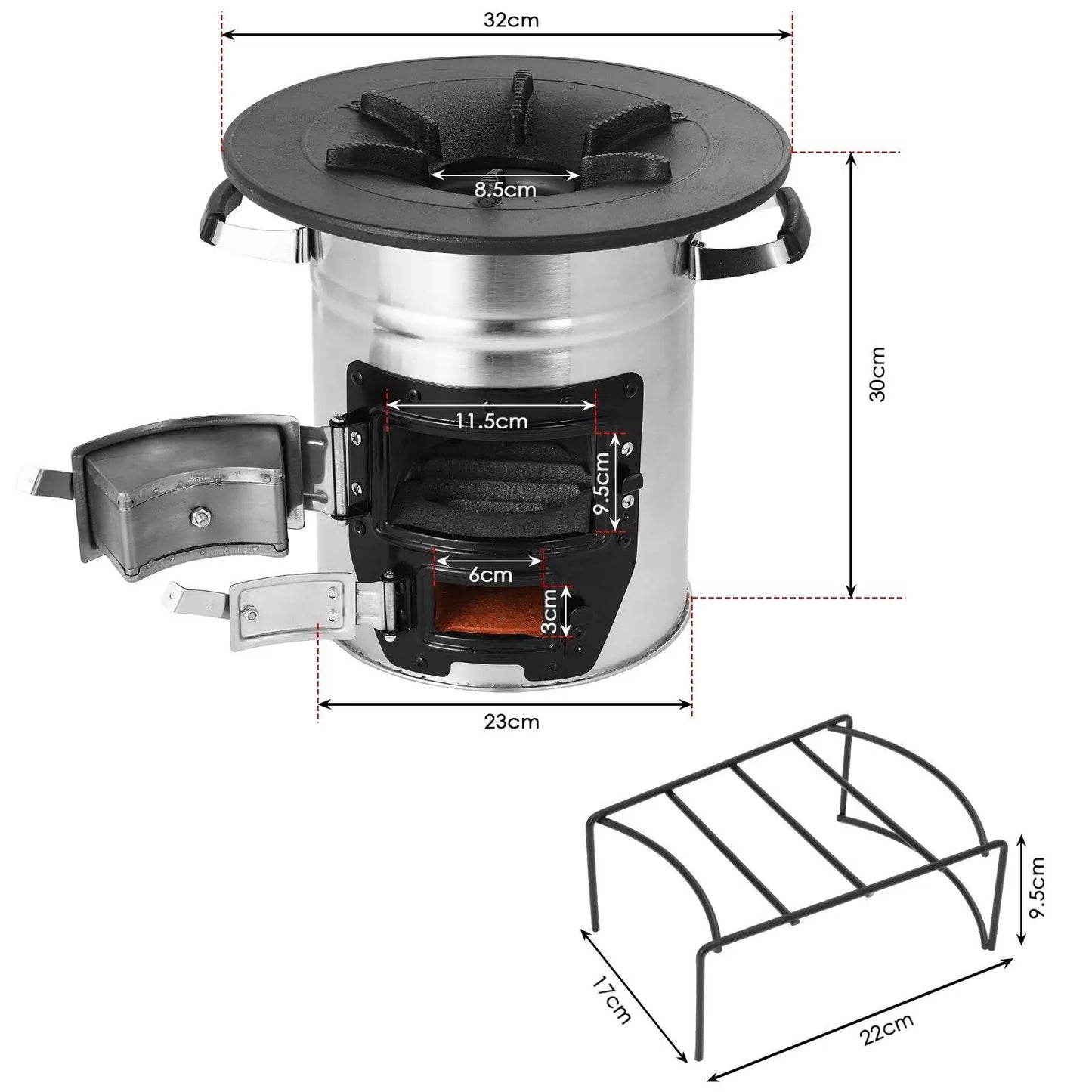 Poêle à fusée pour barbecue Portable, pour randonnée, pique-nique, coupe-vent, gril de Camping, poêle à bois avec sac de transport