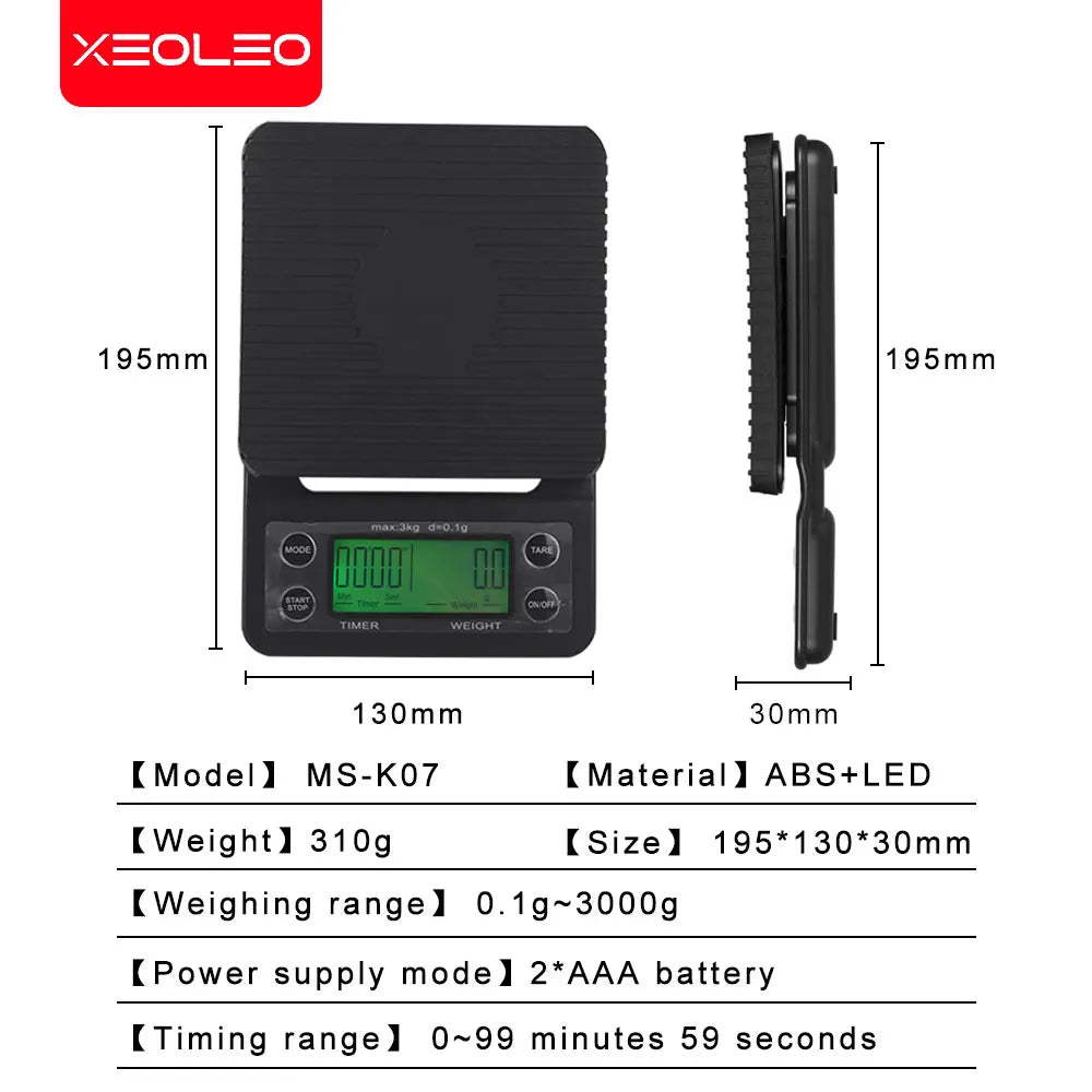 XEOLEO minuterie balance à café 3kg/0.1g maison multi-fonction électronique balance de cuisine numérique pour café/magasin de thé à bulles/boulangerie