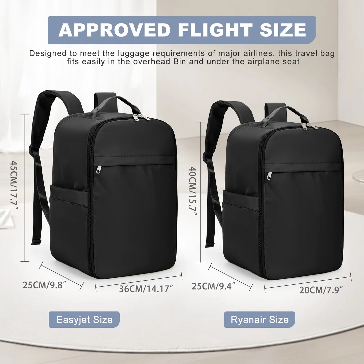 Mochila Ryanair 40x20x25 Bolsa de Cabina, Mochila de Viaje para Equipaje de Mano para Easyjet Bolsa de Cabina 45x36x20, Mochila para Portátil para Mujer/Hombre