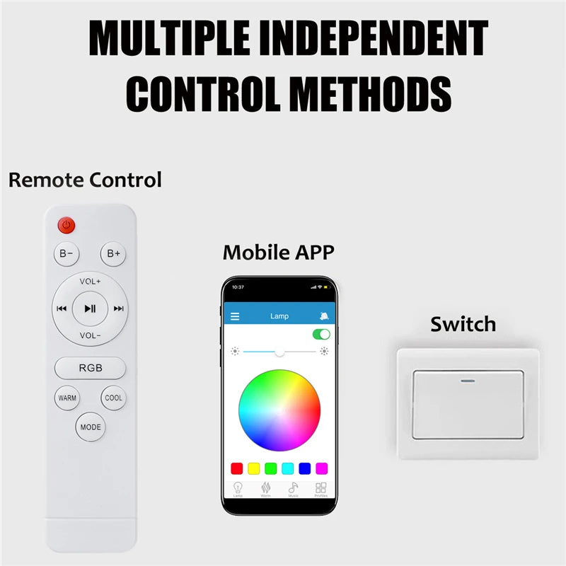 Lámparas de música bluetooth con aplicación de iluminación RGB de luz de techo LED de 300W para dormitorio en casa con control remoto