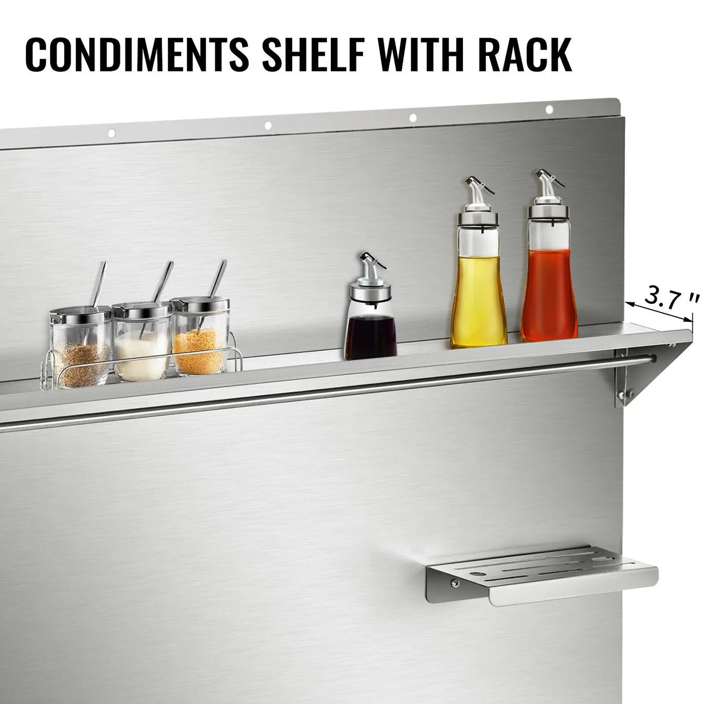 VEVOR Multi-Size Range Backsplash Stainless Steel with Knife/Condiments Shelf Convenient Firm Simple Structure Kitchen Home Use