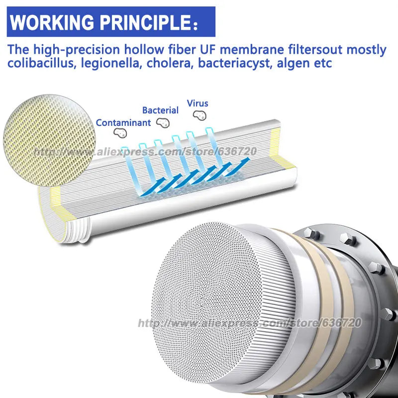 Sistema de filtro de agua de acero inoxidable 304, purificador de ultrafiltración PVDF, 3000L, filtros UF rectos para bebidas de cocina casera comercial