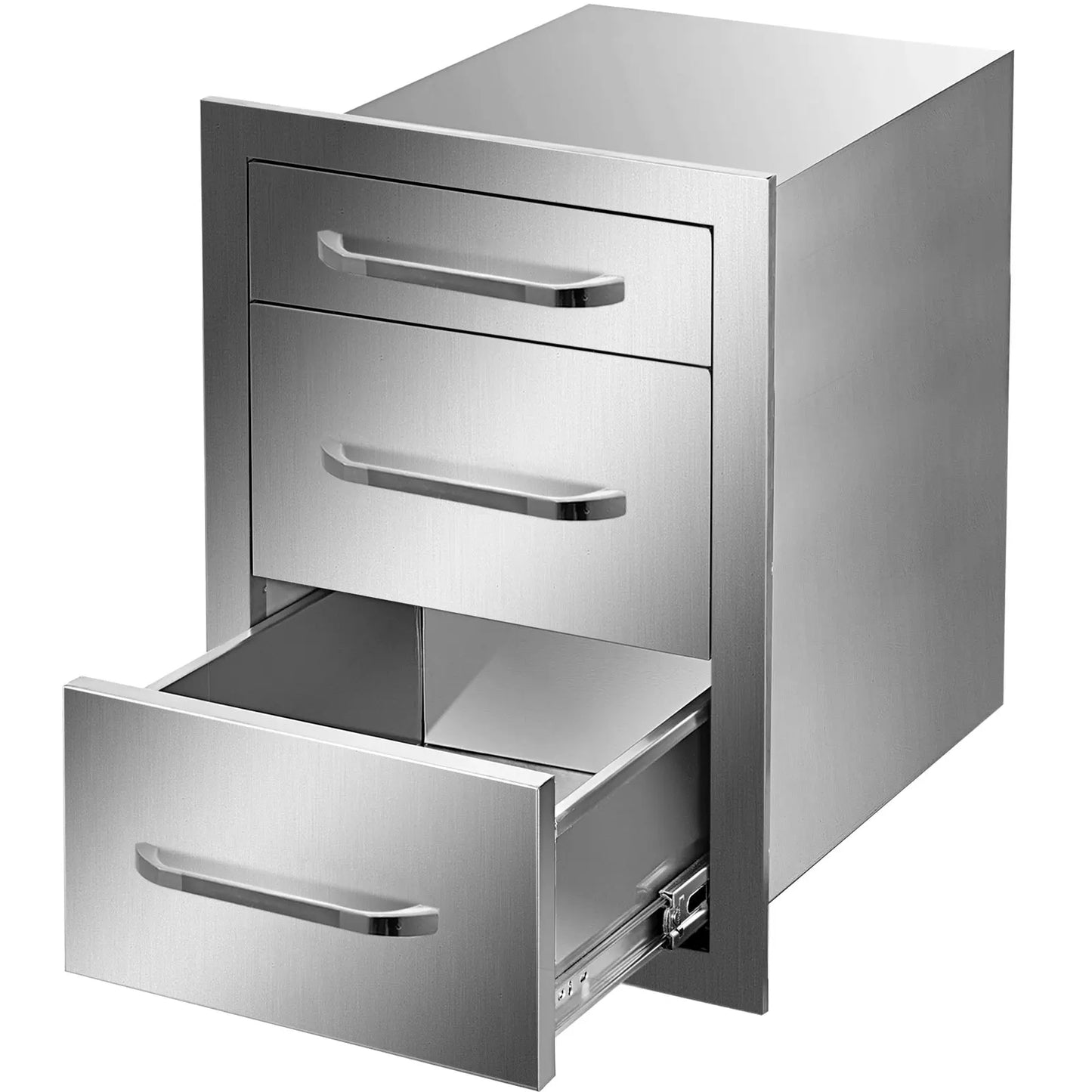 VEVOR Cajón de cocina para exteriores de acero inoxidable, Triple nivel con manija y Panel de ventilación, gabinete, isla para barbacoa, almacenamiento de utensilios de cocina, vajilla