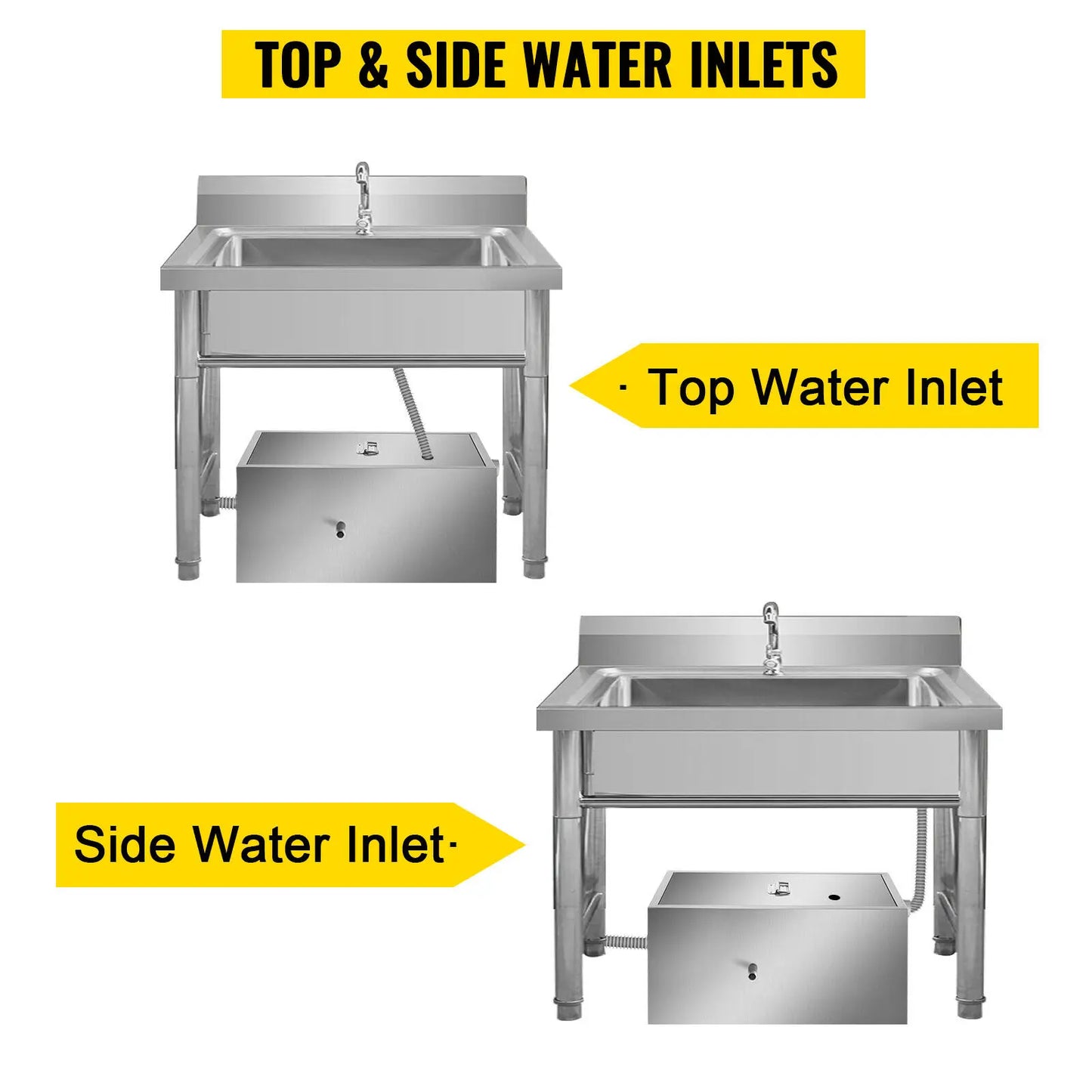 VEVOR 8/25LB Grease Interceptor Grease Trap Stainless Steel Fractional Filtration for Fast-food Chains Kitchen Commercial Home