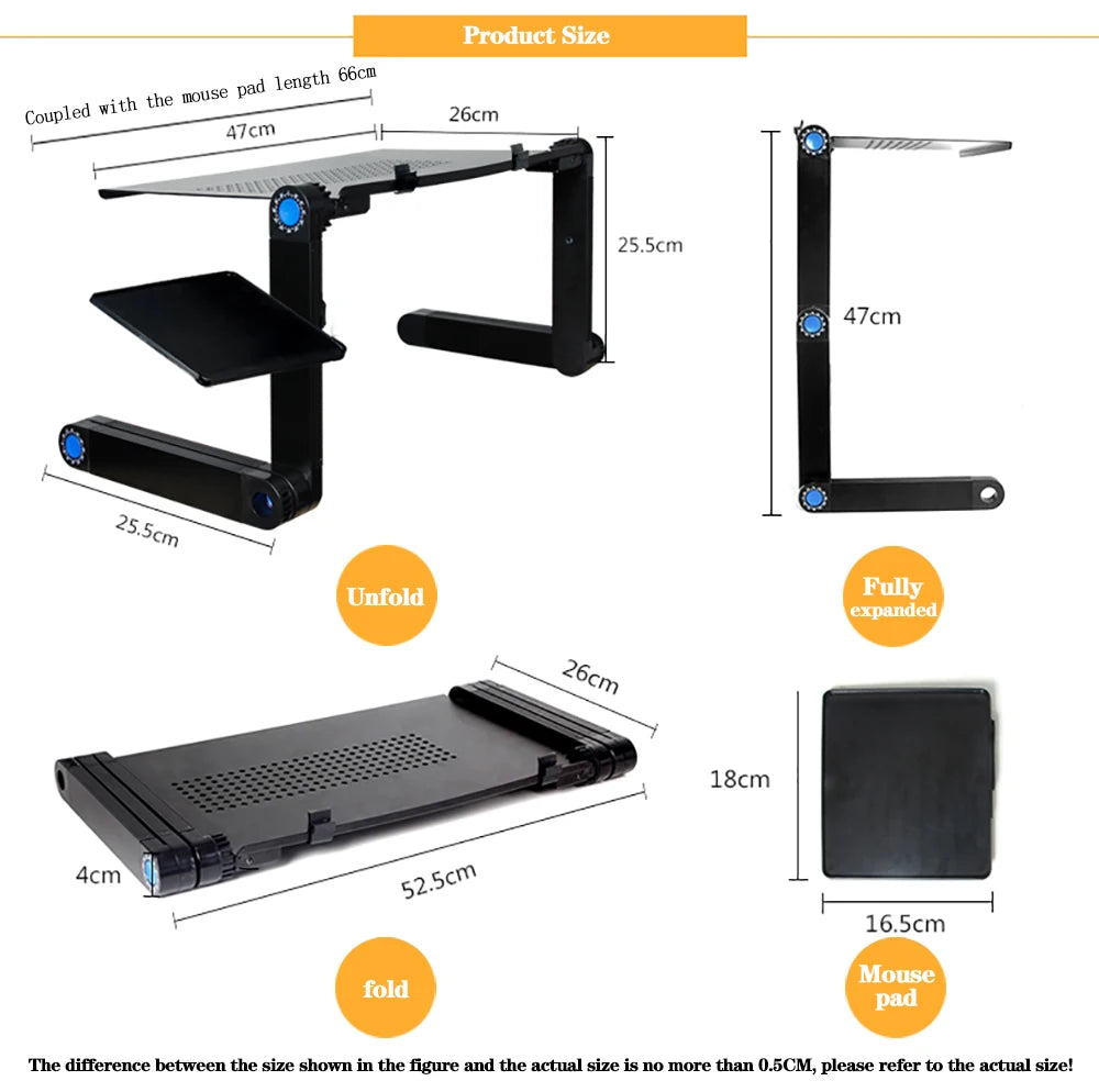 Support de bureau réglable pour ordinateur Portable, ergonomique en aluminium, pour TV, lit, canapé, ordinateur Portable, Table de bureau avec tapis de souris