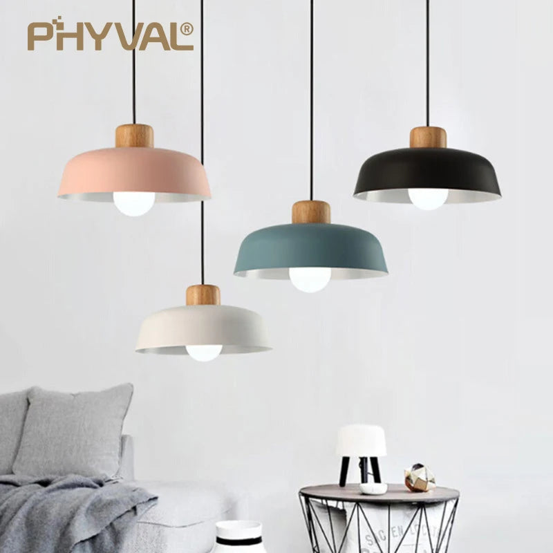 PHYVAL Nordic Chandelier Modern Pendant Lamps Restaurant Kitchen Iron Hanging Light Creative Macaron Indoor lamps For Home Decor