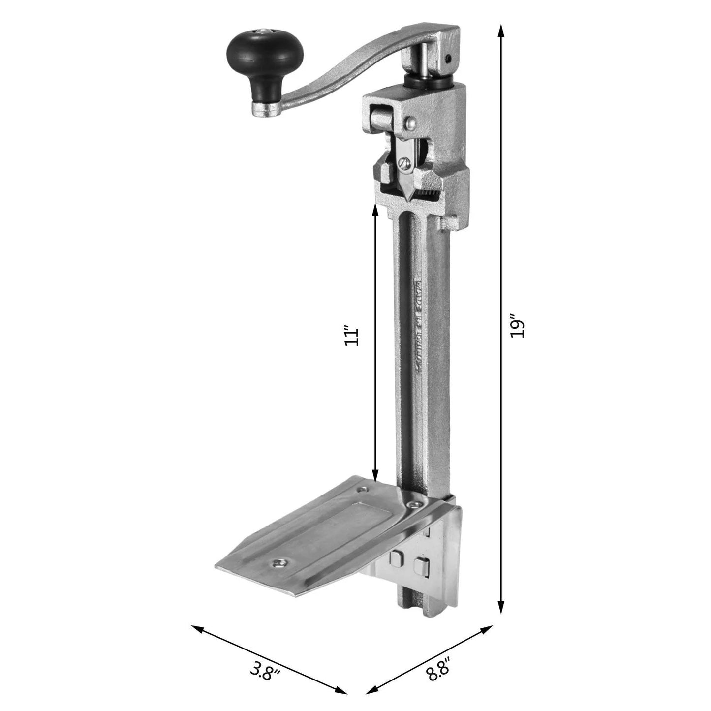 VEVOR Abrelatas manual de 19 pulgadas con base/mango de acero chapado, fácil de operar, instalar para cocina, restaurante, uso doméstico comercial