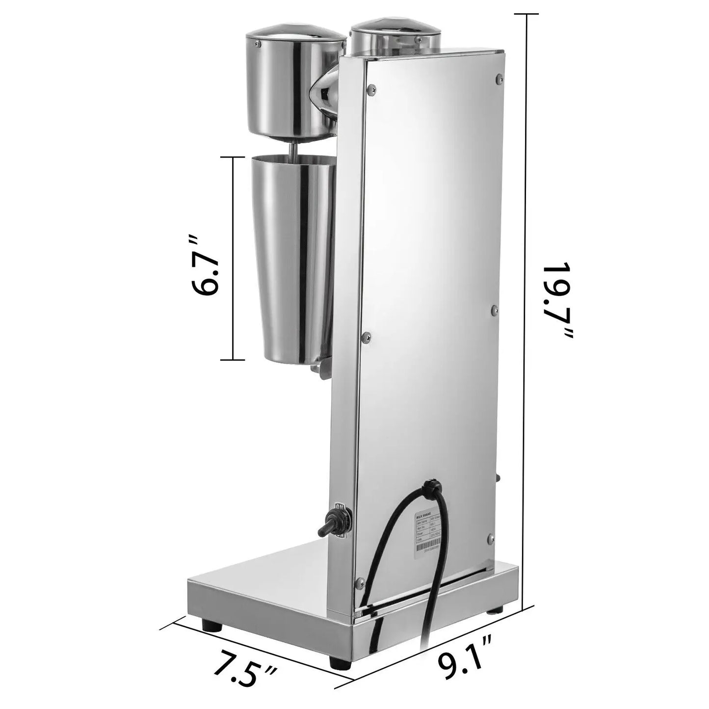 VEVOR – Machine à Milk-Shake de 800ML, commerciale et automatique, Double tasses, en acier inoxydable, mélangeur de boissons au thé et à bulles Boba