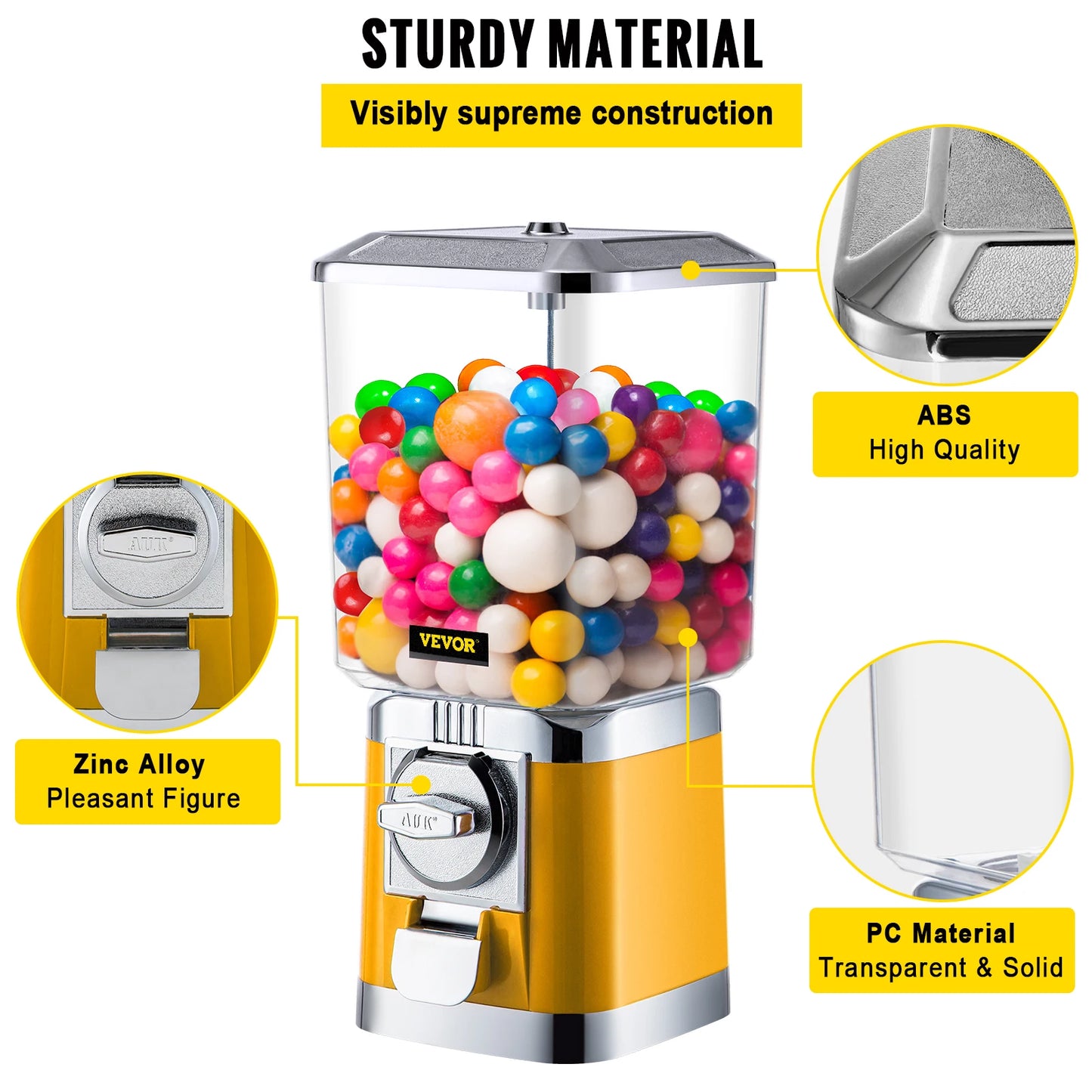 VEVOR Gumball Dispenser Firm Construction Huge Load Capacity Classic Candy Machine for Kids Birthdays Christmas Kiddie Parties