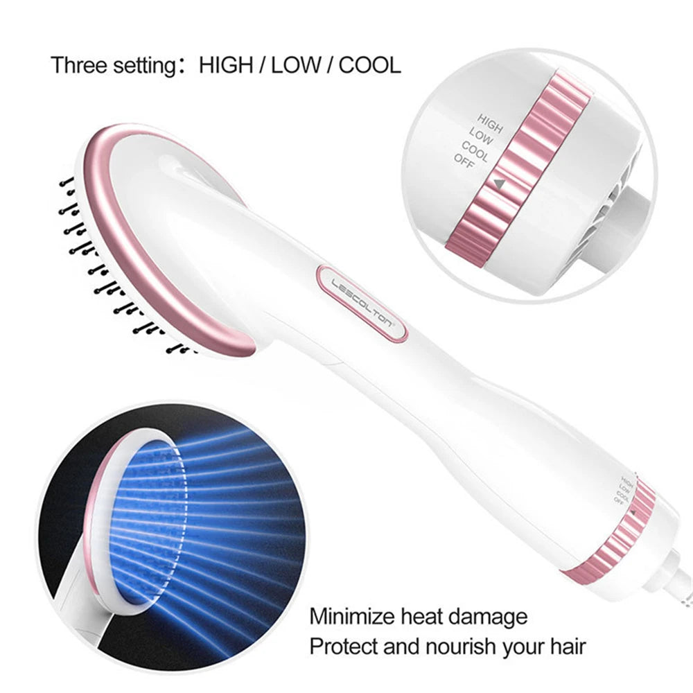 Lescolton One Step Hair Dryer Multifunctional Air Paddle Styling Brush Negative Ion Generator Comb Hair Blower Straightener