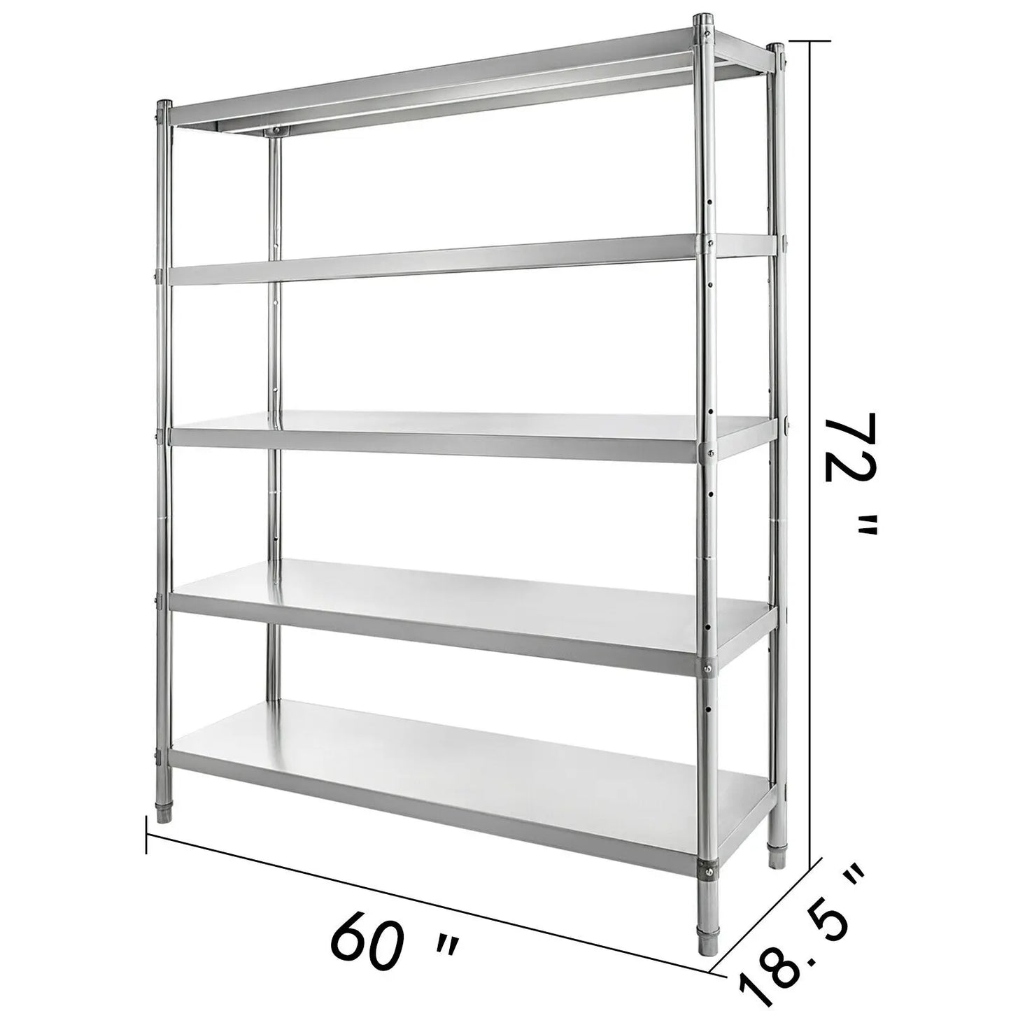 VEVOR-estante de almacenamiento comercial de acero inoxidable, 4 niveles y 5 niveles, para cocina, almacén, garaje, almacenamiento de utensilios de cocina