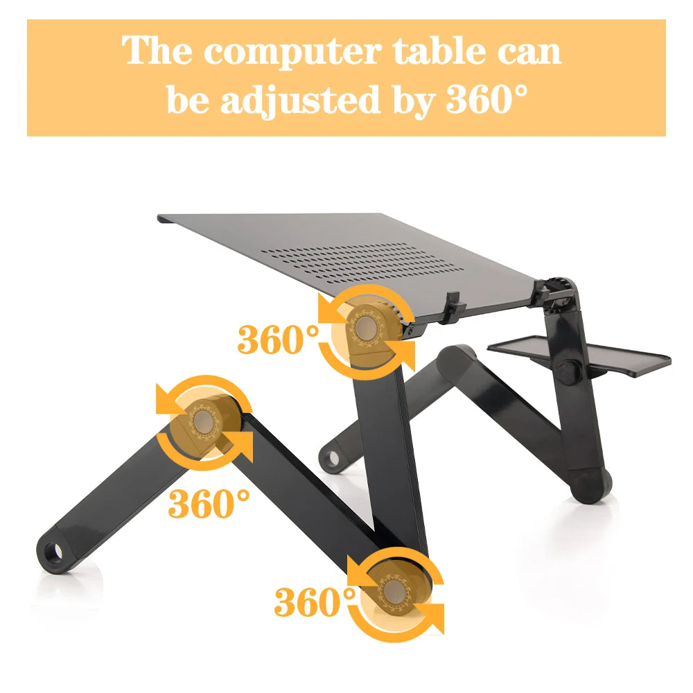 Adjustable Laptop Desk Stand Portable Aluminum Ergonomic Lapdesk For TV Bed Sofa PC Notebook Table Desk Stand With Mouse Pad