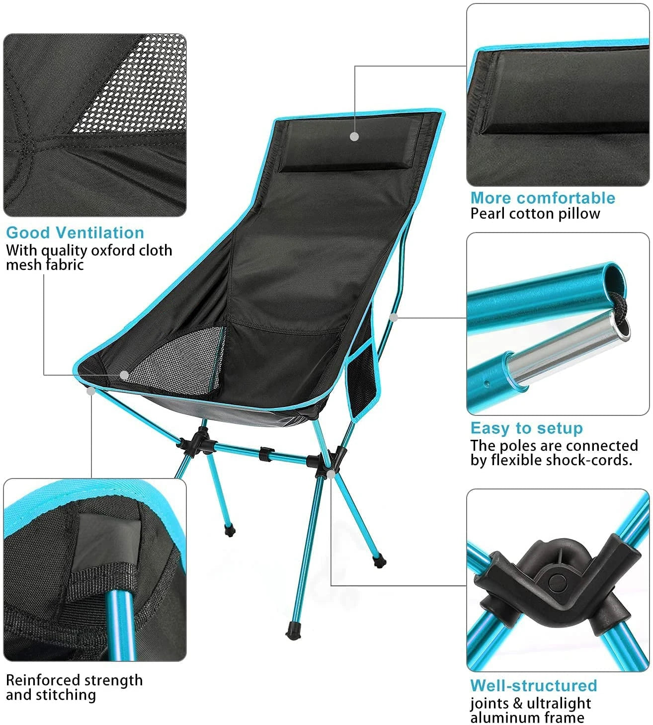 Silla portátil para acampar al aire libre, asiento plegable de tela Oxford para acampar, para pesca, barbacoa, Festival, Picnic, playa, silla ultraligera