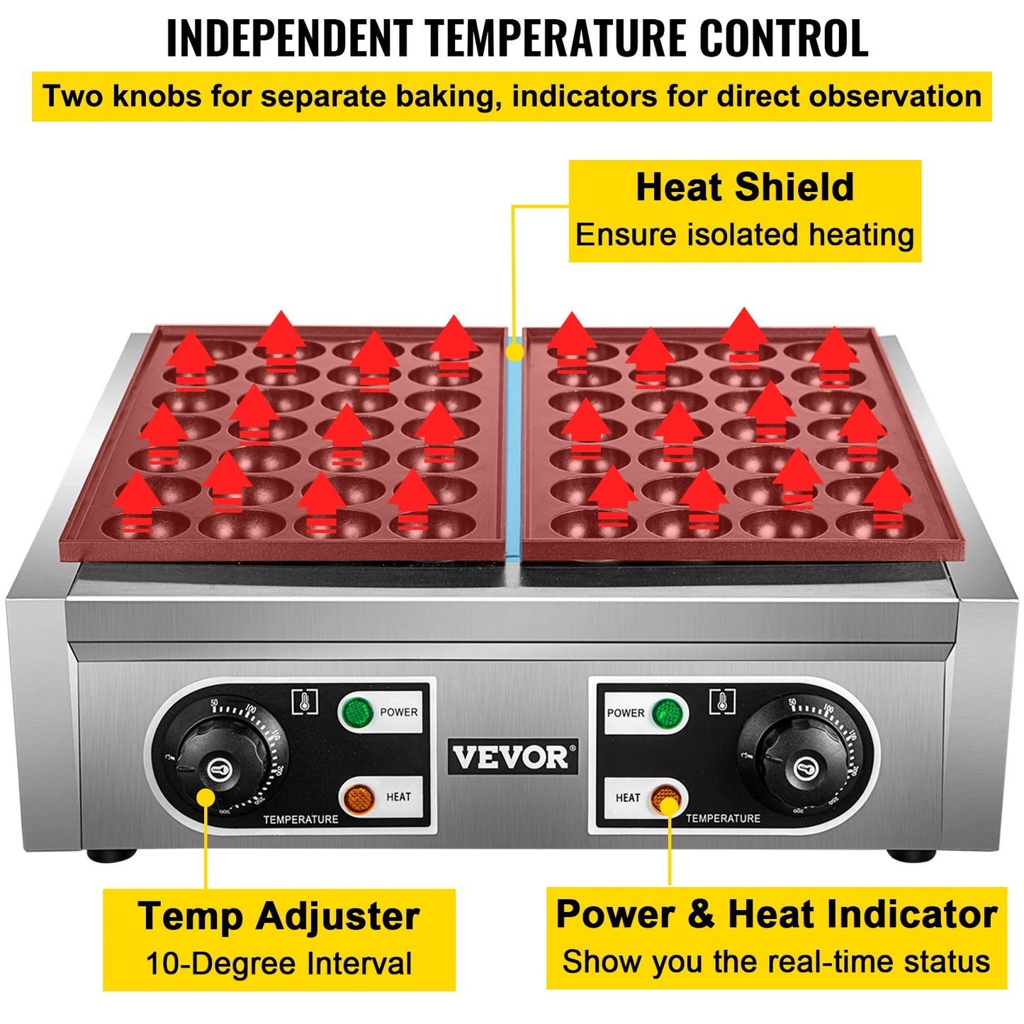 VEVOR 56 comercial eléctrico pulpo bola de pescado fabricante de Takoyaki doble bandeja para hornear máquina antiadherente parrilla doméstica