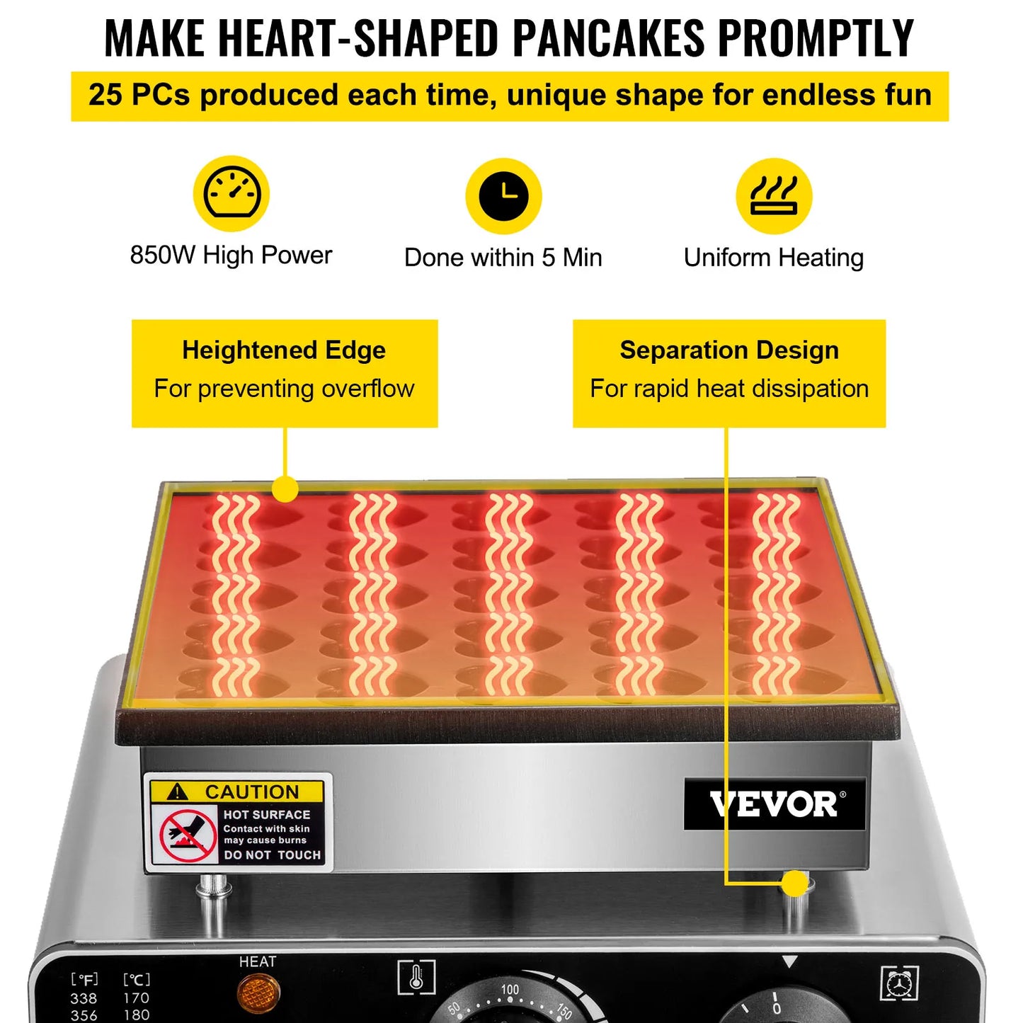 VEVOR 25 agujeros en forma de corazón Mini panqueque holandés Waffle Maker máquina eléctrica que hace la máquina Gofrera Gaufre electrodomésticos de cocina