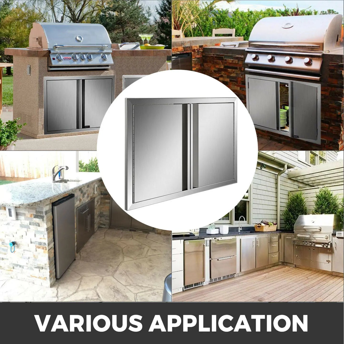 VEVOR Stainless Steel BBQ Cabinet Access Door W/ Recessed Handle for Indoor/Outdoor Kitchen BBQ Island Kitchen Sink Fireplace