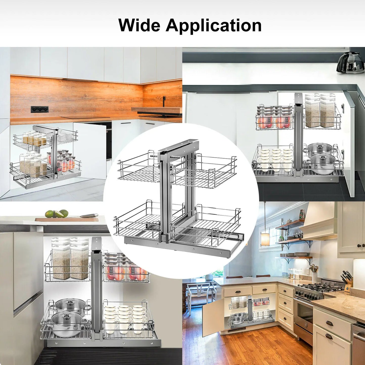 VEVOR Cloud – armoire d'angle aveugle, panier coulissant à 2 couches, facile à installer, en acier au carbone, en acier inoxydable, pour le rangement d'angle de cuisine