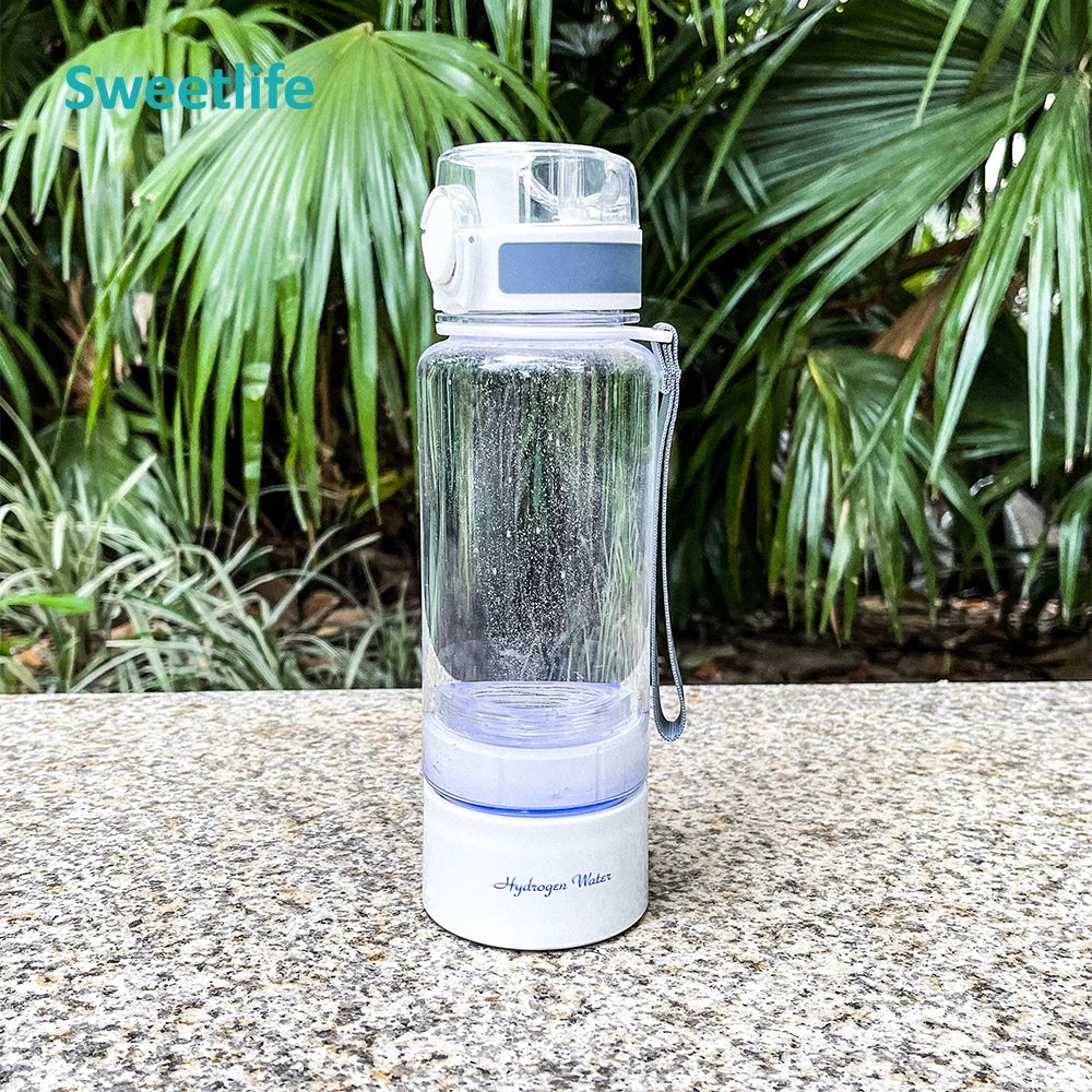 Botella generadora de agua rica en hidrógeno para deportes, hasta 3000ppb, Batería grande de 3000mAh, ionizador de agua H2 de doble cámara DuPont SPE/PEM