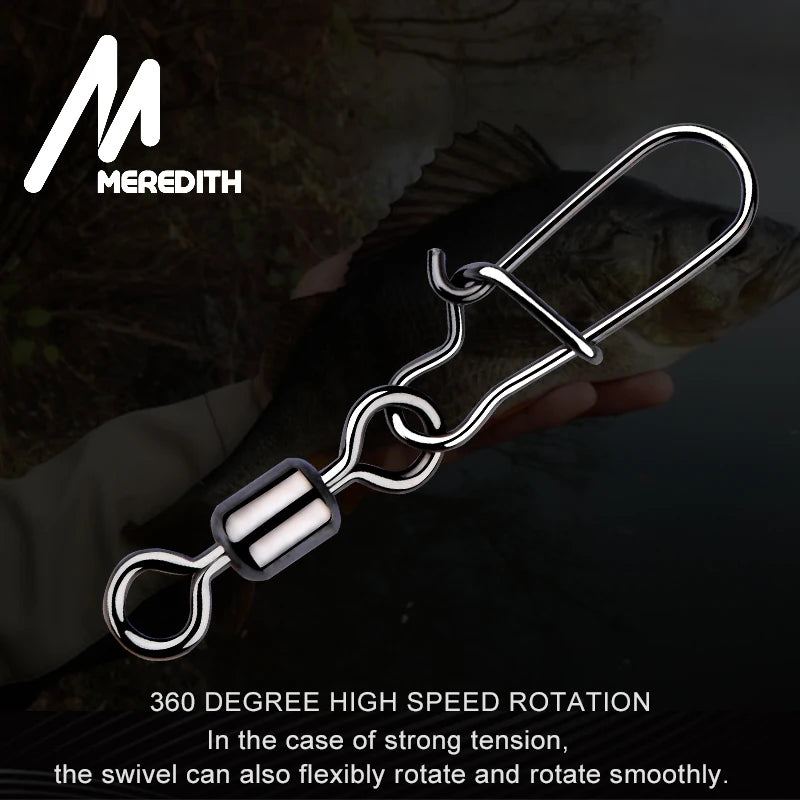 MEREDITH 50 Uds accesorios de pesca para Lucio conector Pin rodamiento giratorio de acero inoxidable señuelo para anzuelo aparejos giratorios