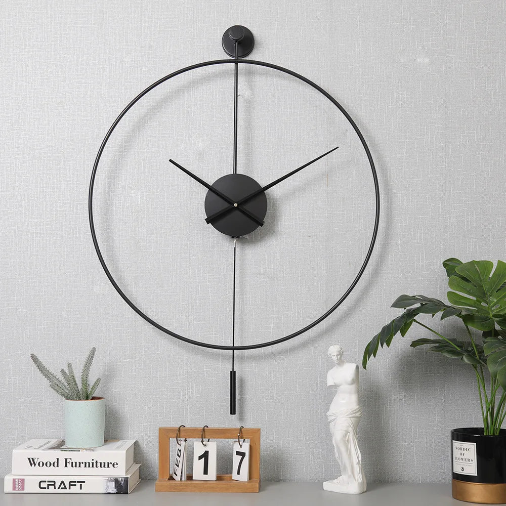 Large Wall Clock Nordic Modern Design Spanish Home Living Room Decoration Mute Big Size Wall Clock Minimalism Watchs Crafts